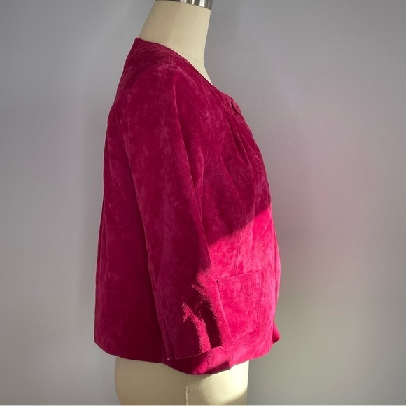 Yvonne le Marie Capelet Short Leather Jacket- Single Button- Pink- Size 12 - Picture 5 of 9